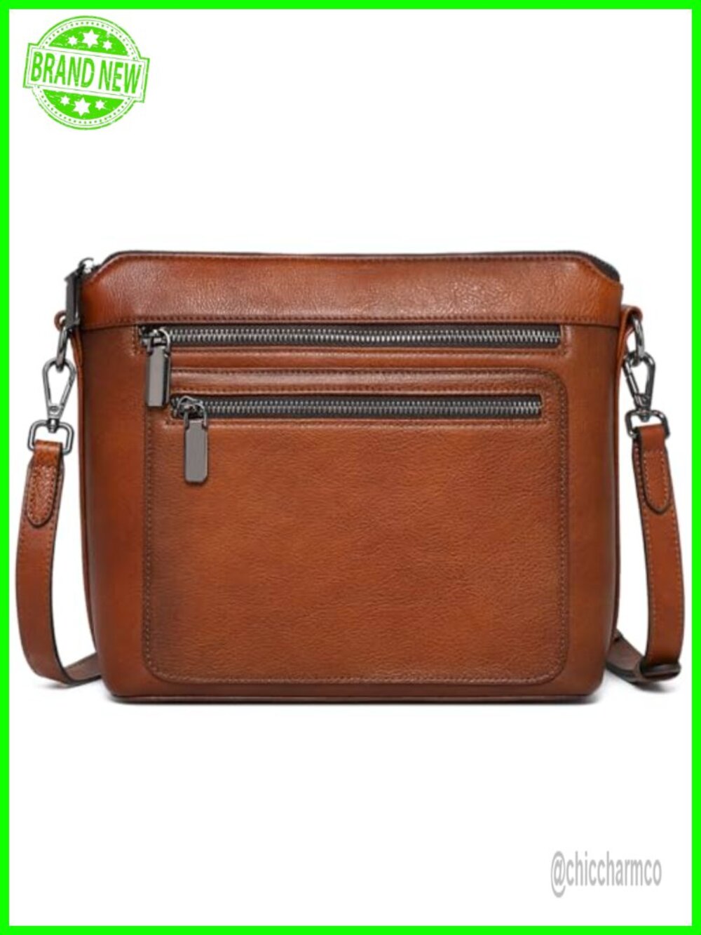 Genuine Leather Crossbody Satchel Bag with Multiple Pockets